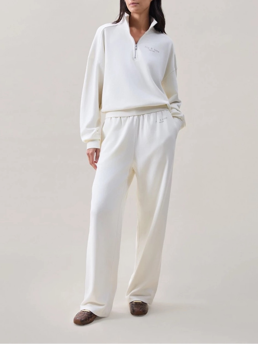 Rag & Bone Logo Terry 1/2 Zip Sweatshirt + Sweatpant Set